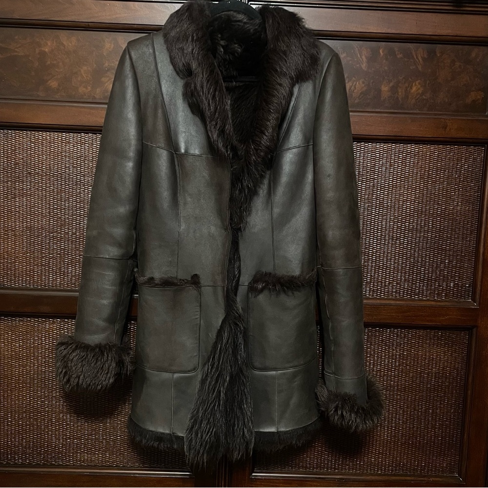 Dolce & Gabbana Chocolate Brown Real Fur Leather Jacket Coat Shearling Luxury XS - Picture 12 of 13